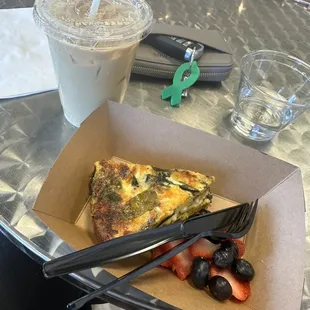 Beth&apos;s Quiche and Iced Caramel Latte