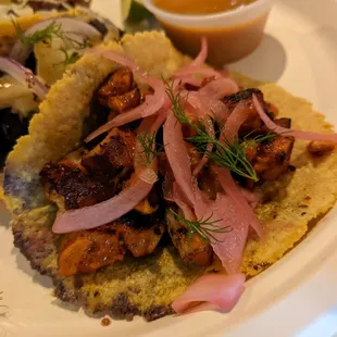 Chicken, steak, al pastor