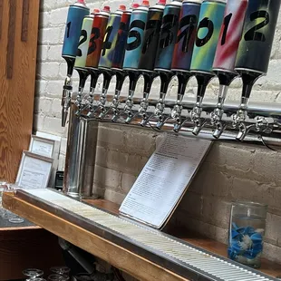 Spray can themes tap handles to go with a graffiti ambience.