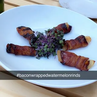 Bacon Wrapped Pickled Watermelon Rinds
