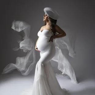 Maternity Session with on our studio gowns.