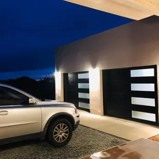 Black Mosaic Flush Panel with Frosted Windows