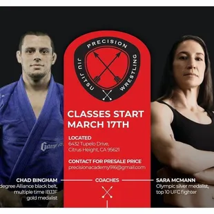 Coaches Chad Bingham and Sara McMann