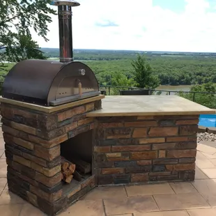 a brick outdoor oven