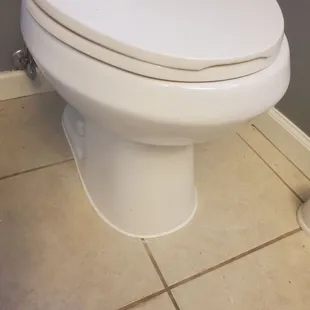 Toilet after being reset with a new wax seal and chalking