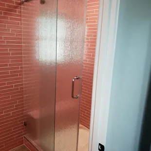 Crescent Series Frameless Shower Slider with Rain Glass