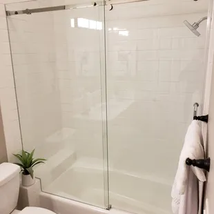 Serenity Series Frameless Shower Slider with Chrome Hardware