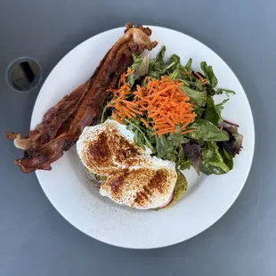 Avocado Toast, poached eggs, bacon