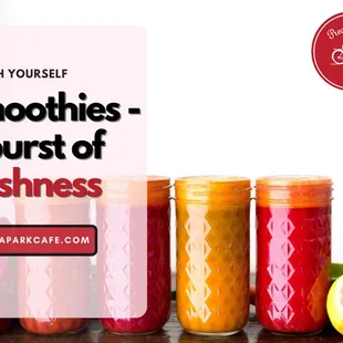 a row of jars of smoothies