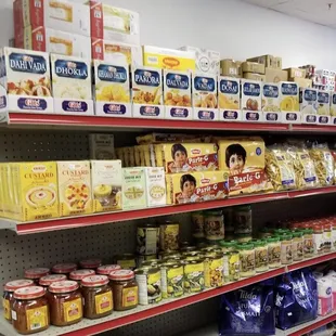 shelves of food and condiments