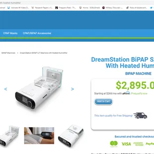 This is the average cost of a Bi-PAP machine retail.