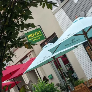 tables and umbrellas outside a restaurant