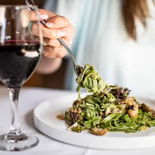 Tagliatelle Verde Pasta with handmade noodles
