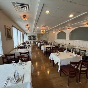 Dining room prepped for dinner service