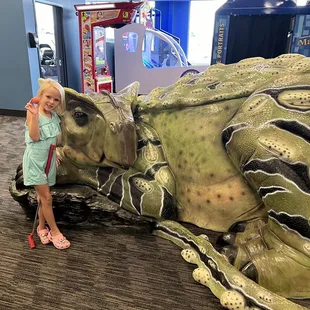 Dinosaurs and fun games in the lobby.