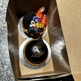 Fruit tart and raspberry dome cake