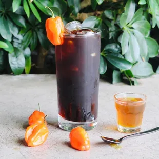 Seasonal Special: Cafe del Fuego. Kyoto Coldbrew infused with honey and habanero.