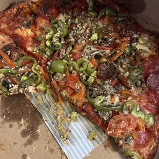 a partially eaten pizza