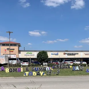 a view of a shopping center