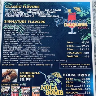 a menu for a restaurant