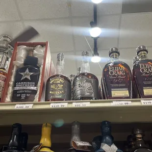 a shelf of liquor