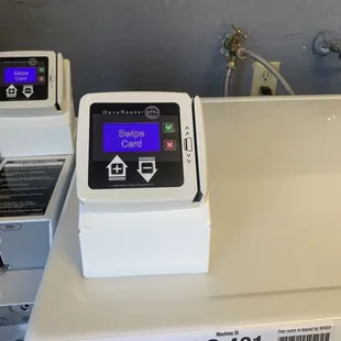 The washing machines and dryers onsite take card
