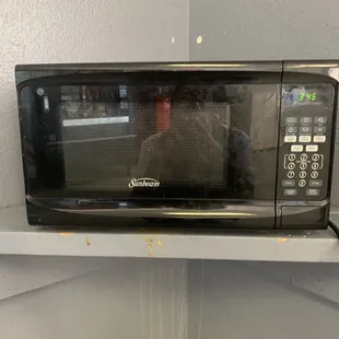 Microwave in the vending room. Dirty as hell.