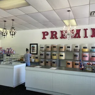 the front counter of the store