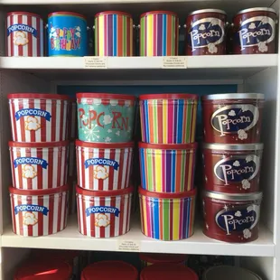 Many sizes and styles of tins