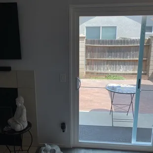 Glass sliding glass door bowed