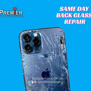 Same Day iPhone Back Glass Repairs, this month only $85 for all models.
