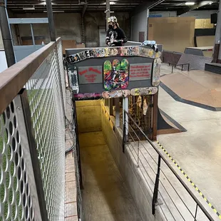 Cool stairwell leading up to the skate ramps