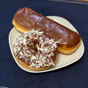 Chocolate Coconut Raised and Chocolate Bar Donuts