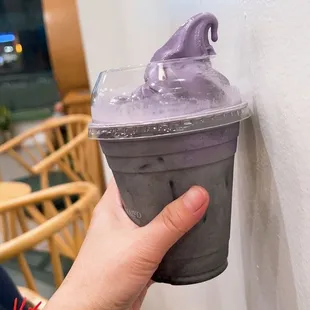 Black Sesame Latte with Ube ice cream