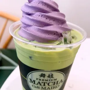 Matcha Latte with Ube ice cream