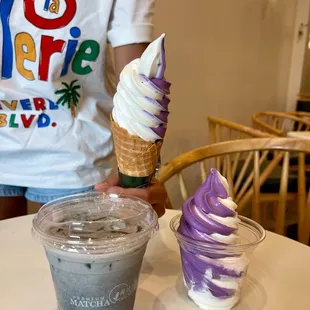 Iced Sesame Latte with Lychee Ice Cream