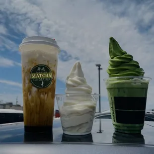 Brown Sugar Milk Tea Vanilla Hojicha Latte Float Matcha Soft Serve Ice Cream