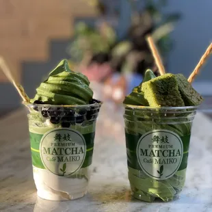 two cups of matcha
