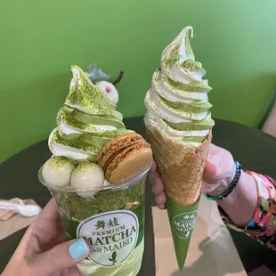 Maiko special and vanilla matcha swirl