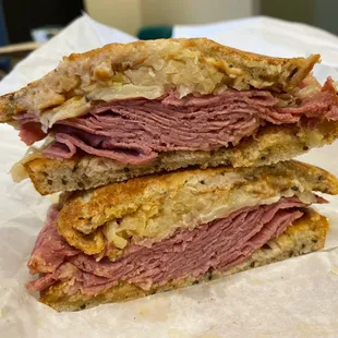 two halves of a sandwich