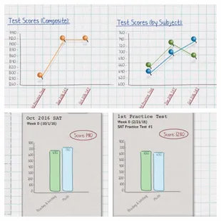 Student score 1280 to 1410, with a super score of 1450 (+170pt overall).