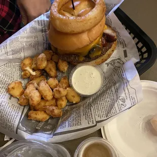 Burger and cheese curds
