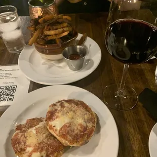 Fries and english muffin pizza from HH menu