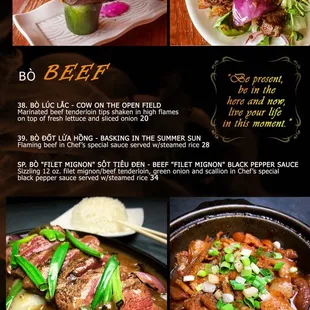 the menu of the restaurant