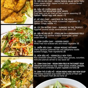 the menu for the restaurant