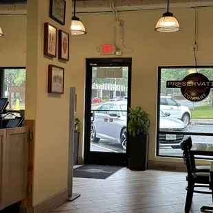 the entrance to the restaurant