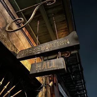 a sign for preservation hall