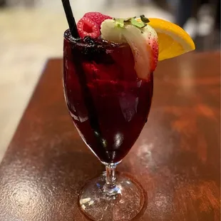 Sangria with brandy and fresh fruits