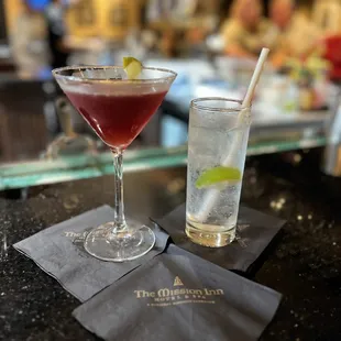 two cocktails on the bar