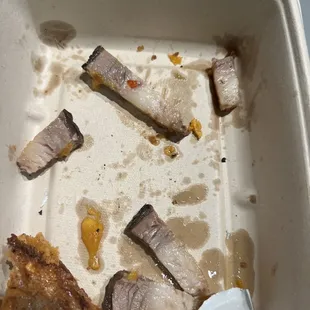 a half eaten piece of meat